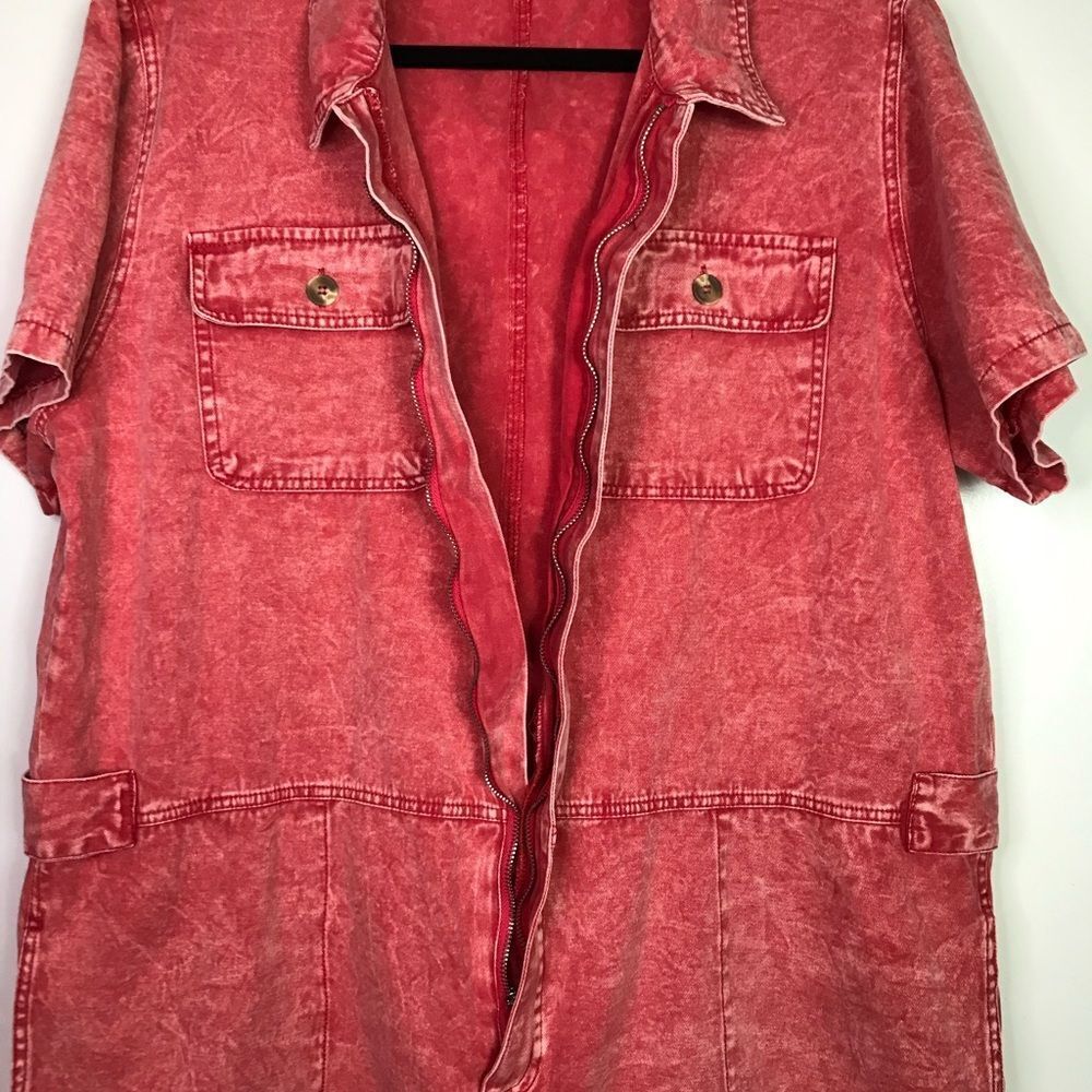 Boho Jean Short Jumper, Stonewashed, Zipper Front, Working Pockets 2X - Picture 10 of 12